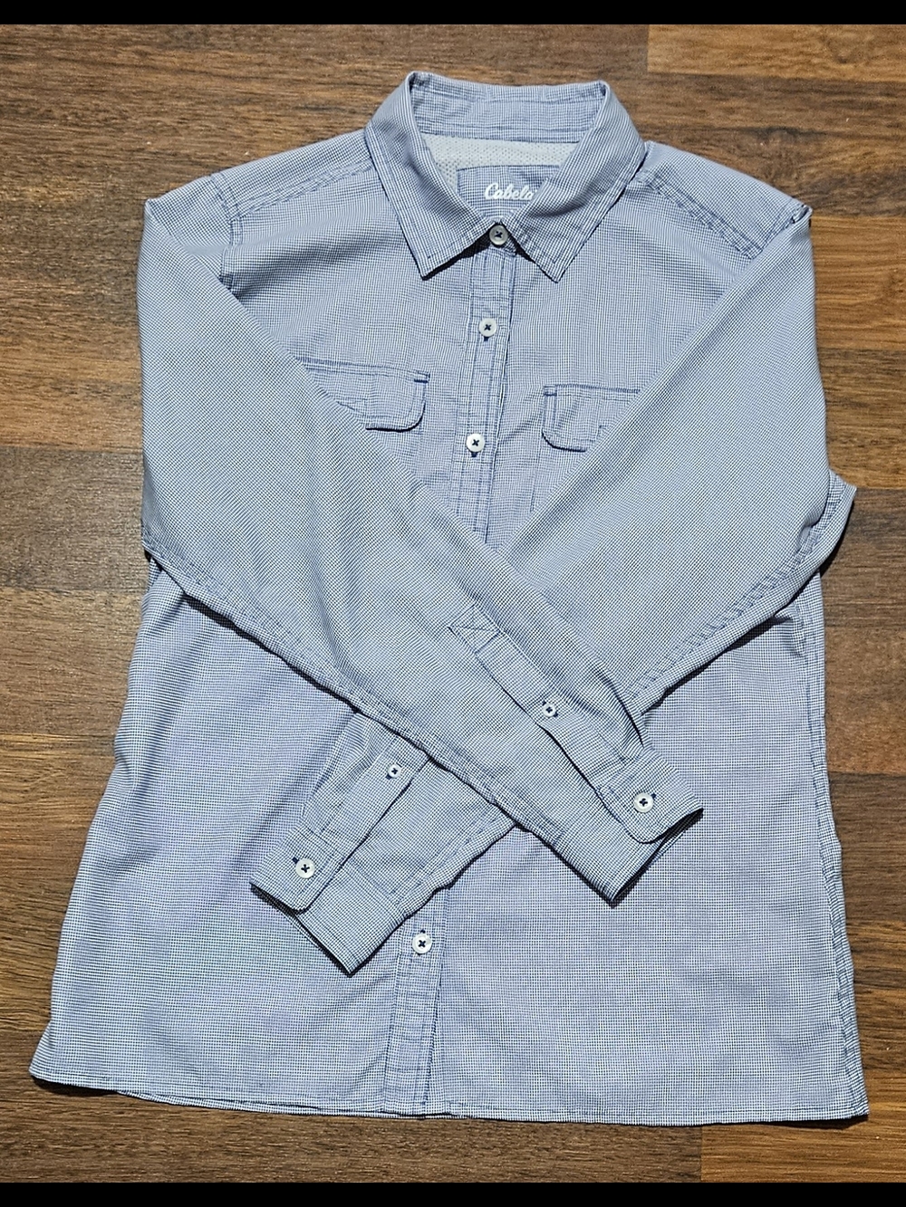 CABELAS mens long-sleeve fishing shirt SIZE MEDIUM COLOR BLUE LM21 - Picture 8 of 16